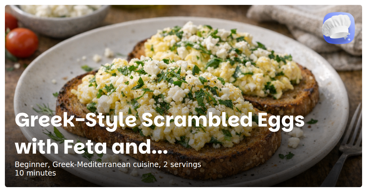Greek-Style Scrambled Eggs with Feta and Herbs on Toast - Magical Recipes